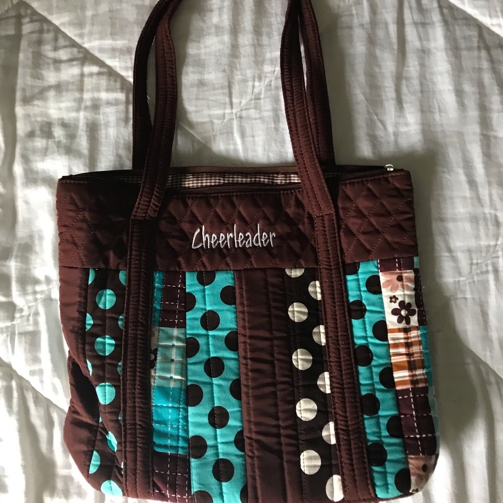 Quilt fabric Cheerleader bag w/gingham interior